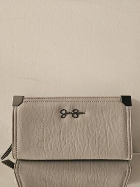 Jessica Simpson Beige  Zip-Around Wallet with Silver Accents